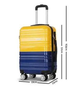 Wanderlite 3 Piece Lightweight Hard Suit Case Luggage Yellow & Purple