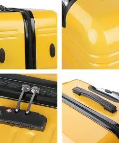 Wanderlite 3 Piece Lightweight Hard Suit Case Luggage Yellow & Purple