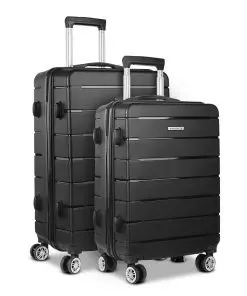 Wanderlite 2PC Luggage Suitcase Trolley - Black