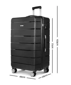 Wanderlite 2PC Luggage Suitcase Trolley - Black
