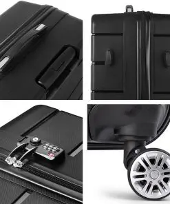 Wanderlite 2PC Luggage Suitcase Trolley - Black