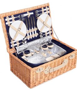 Alfresco 4 Person Picnic Basket Baskets Blue Deluxe Outdoor Corporate Blanket Park