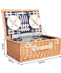 Alfresco 4 Person Picnic Basket Baskets Blue Deluxe Outdoor Corporate Blanket Park