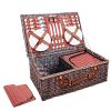 Alfresco 4 Person Picnic Basket Baskets Red Handle Outdoor Corporate Blanket Park