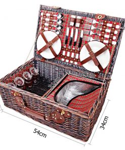 Alfresco 4 Person Picnic Basket Baskets Red Handle Outdoor Corporate Blanket Park