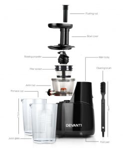Devanti High Yield Cold Press Slow Juicer - Black