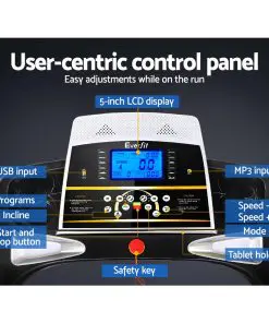 Everfit Electric Treadmill 48cm Incline Running Home Gym Fitness Machine Black