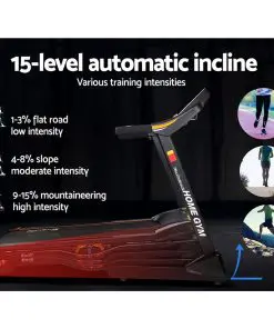 Everfit Electric Treadmill 48cm Incline Running Home Gym Fitness Machine Black