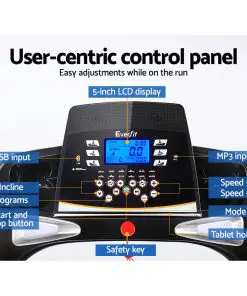 Everfit Electric Treadmill 48cm Incline Running Home Gym Fitness Machine Black