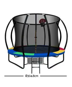 Everfit 10FT Trampoline With Basketball Hoop - Rainbow