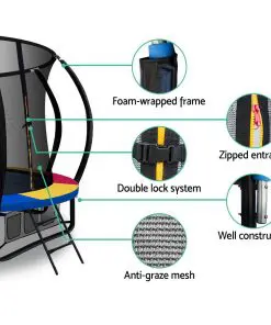 Everfit 10FT Trampoline With Basketball Hoop - Rainbow