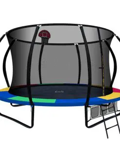 Everfit 12FT Trampoline With Basketball Hoop - Rainbow