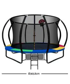 Everfit 12FT Trampoline With Basketball Hoop - Rainbow