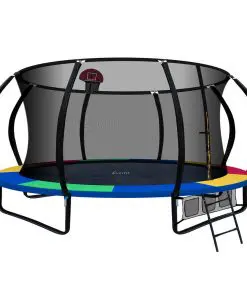 Everfit 14FT Trampoline With Basketball Hoop - Rainbow