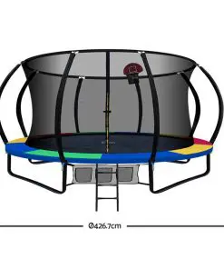 Everfit 14FT Trampoline With Basketball Hoop - Rainbow