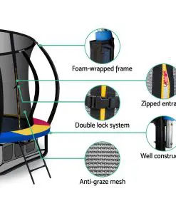 Everfit 14FT Trampoline With Basketball Hoop - Rainbow