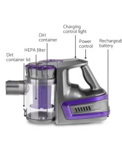 Devanti 150W Stick Handstick Handheld Cordless Vacuum Cleaner 2-Speed with Headlight Purple