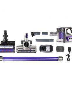 Devanti 150W Stick Handstick Handheld Cordless Vacuum Cleaner 2-Speed with Headlight Purple