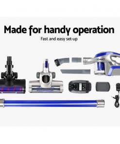 Devanti Cordless 150W Handstick Vacuum Cleaner - Grey and Blue