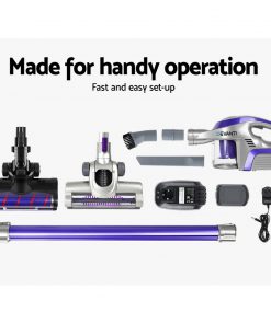 Devanti Cordless 150W Handstick Vacuum Cleaner - Purple and Grey