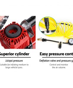 Giantz 12V Portable Air Compressor - Red