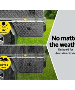 Giantz Pair of Under Tray Undertray Tool Box Aluminium Alloy Underbody Toolbox