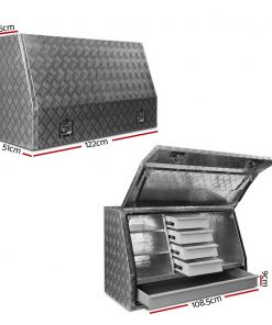 Giantz Aluminium Toolbox Generator Tool Box Drawers Truck Canopy Trailer Locks