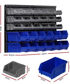 Giantz 60 Bin Wall Mounted Rack Storage Tools Garage Organiser Shed Work Bench