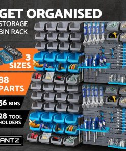 Giantz 88 Parts Wall-Mounted Storage Bin Rack Tool Garage Shelving Organiser Box