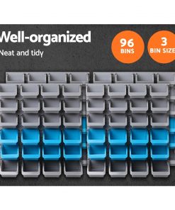 Giantz 96 Storage Bin Rack Wall-Mounted Tool Parts Garage Shelving Organiser