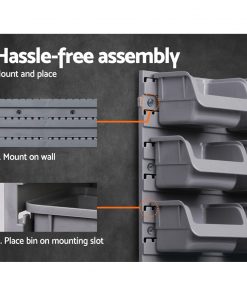Giantz 96 Storage Bin Rack Wall-Mounted Tool Parts Garage Shelving Organiser