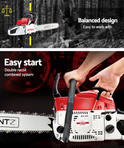 Giantz 58CC Commercial Petrol Chainsaw - Red & White