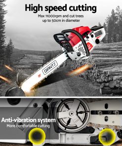 Giantz 62CC Commercial Petrol Chainsaw - Red & White