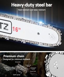 GIANTZ 45CC Petrol Commercial Chainsaw Chain Saw Bar E-Start Black