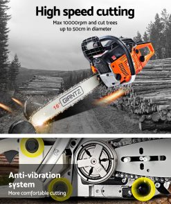 GIANTZ 45CC Petrol Commercial Chainsaw Chain Saw Bar E-Start Black