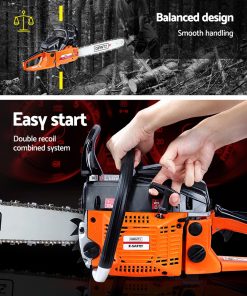 GIANTZ 52CC Petrol Commercial Chainsaw Chain Saw Bar E-Start Black