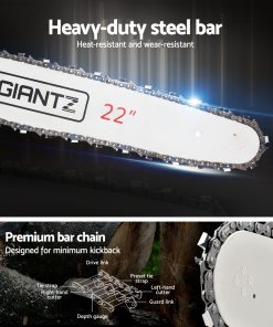 GIANTZ Latest 62cc Petrol Commercial Chainsaw 22 Bar E-Start Chain Saw Pruning