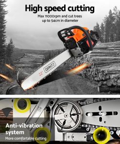 GIANTZ Latest 62cc Petrol Commercial Chainsaw 22 Bar E-Start Chain Saw Pruning