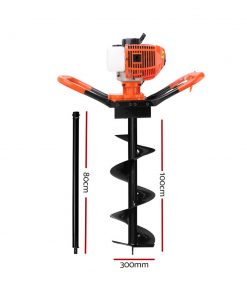 Giantz 75CC Petrol Post Hole Digger Drill Borer Fence Extension Auger Bits