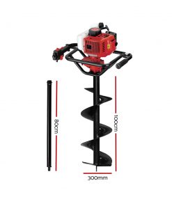 Giantz 88CC Petrol Post Hole Digger Drill Borer Fence Extension Auger Bits