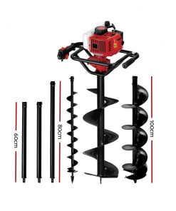 Giantz 88CC Petrol Post Hole Digger Drill Borer Fence Extension Auger Bits