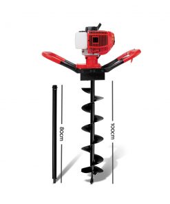 Giantz 75CC Petrol Post Hole Digger Drill Borer Fence Extension Auger Bits