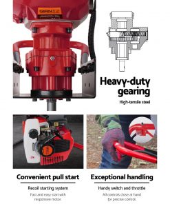 Giantz 75CC Petrol Post Hole Digger Drill Borer Fence Extension Auger Bits