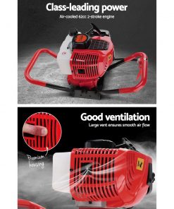 Giantz 62CC Post Hole Digger Petrol Earth Auger Bits Drill Borer Fence