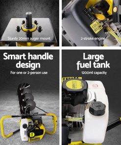 Giantz 75CC Petrol Post Hole Digger Auger Bits Drill Borer Fence Extension