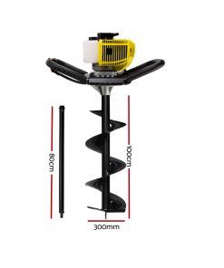 Giantz 62CC Petrol Post Hole Digger Drill Auger Borer Fence Earth Power
