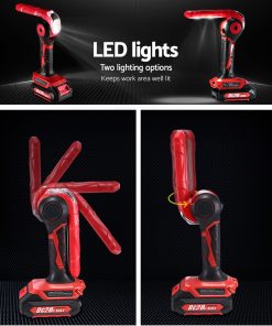 GIANTZ 20V Lithium Drill Kit Cordless Impact Drill Impact Driver LED Torch Bag