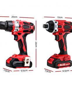 GIANTZ Cordless Impact Drill and Impact Driver 20V Lithium Drill Kit Charger