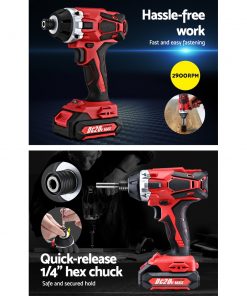 GIANTZ Cordless Impact Drill and Impact Driver 20V Lithium Drill Kit Charger