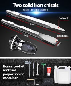 GIANTZ 2in1 Petrol 36cc Pile Post Driver and Jack hammer Star Demolition Jackhammer
